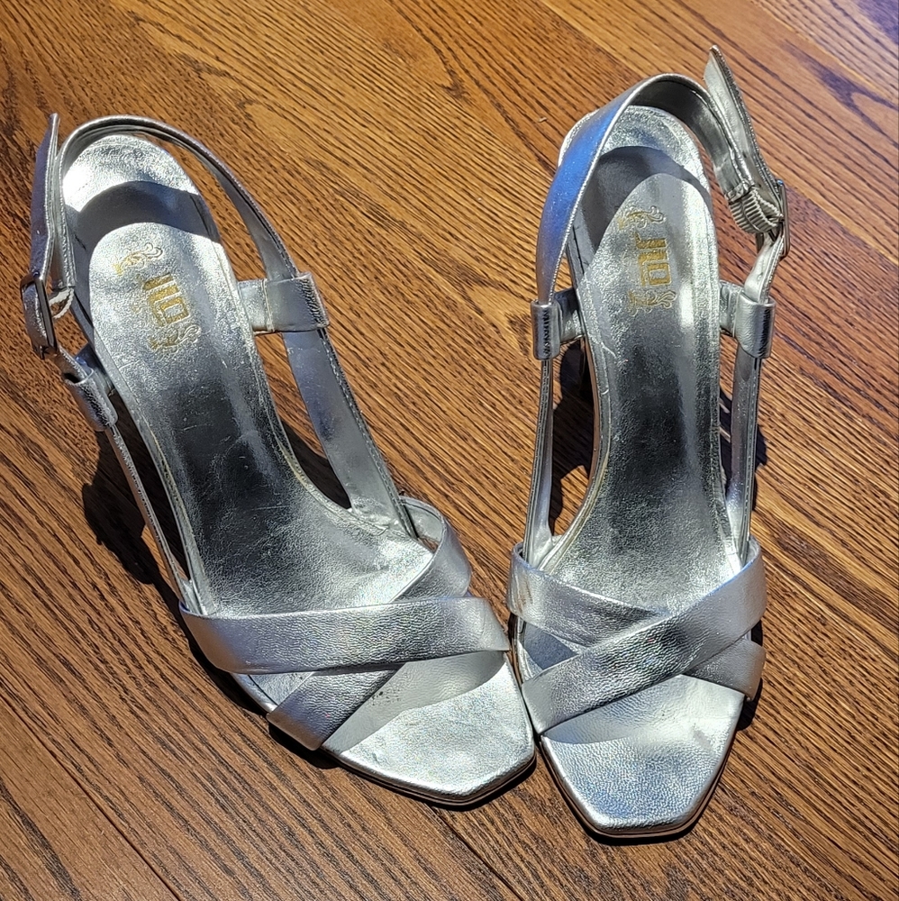 J.Lo silver strappy heels